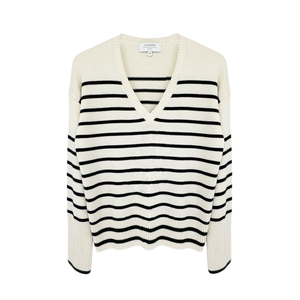 LA LIGNE Antoine V Neck Sweater in Cream & Black XS