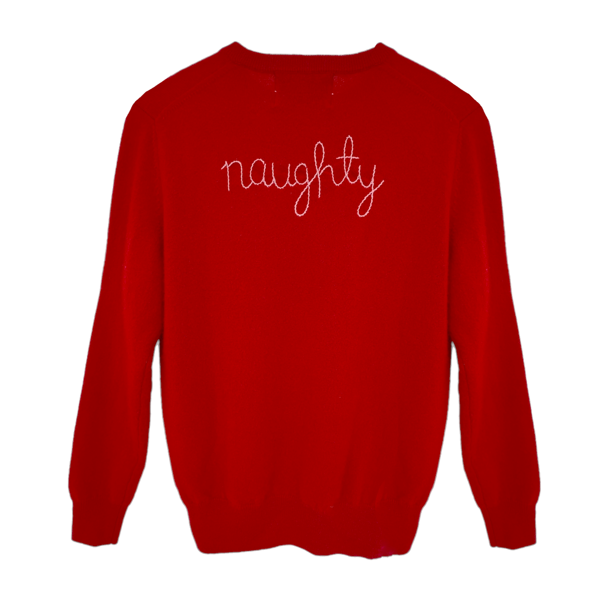 LINGUA FRANCA Nice Naughty Cashmere Crew in Red LINGUA FRANCA