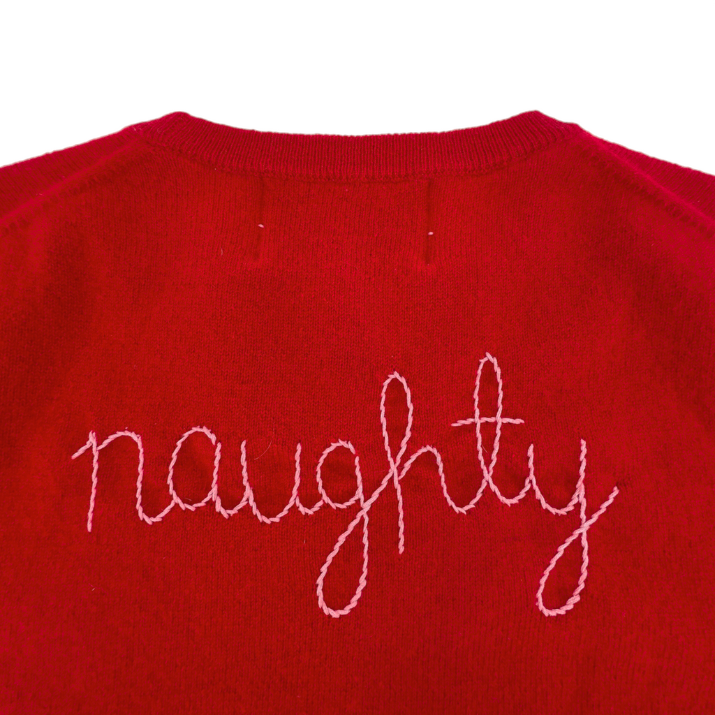 LINGUA FRANCA Nice Naughty Cashmere Crew in Red LINGUA FRANCA
