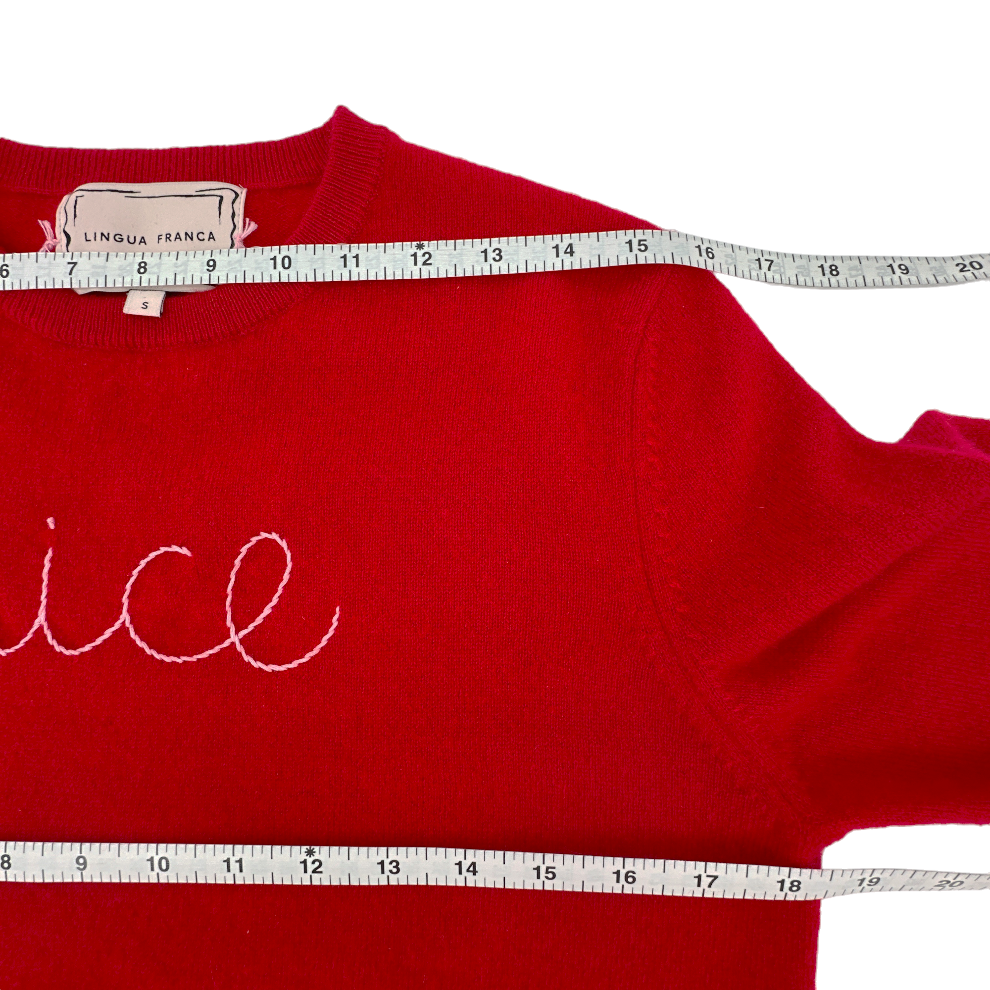LINGUA FRANCA Nice Naughty Cashmere Crew in Red LINGUA FRANCA