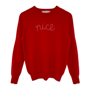 LINGUA FRANCA Nice Naughty Cashmere Crew in Red