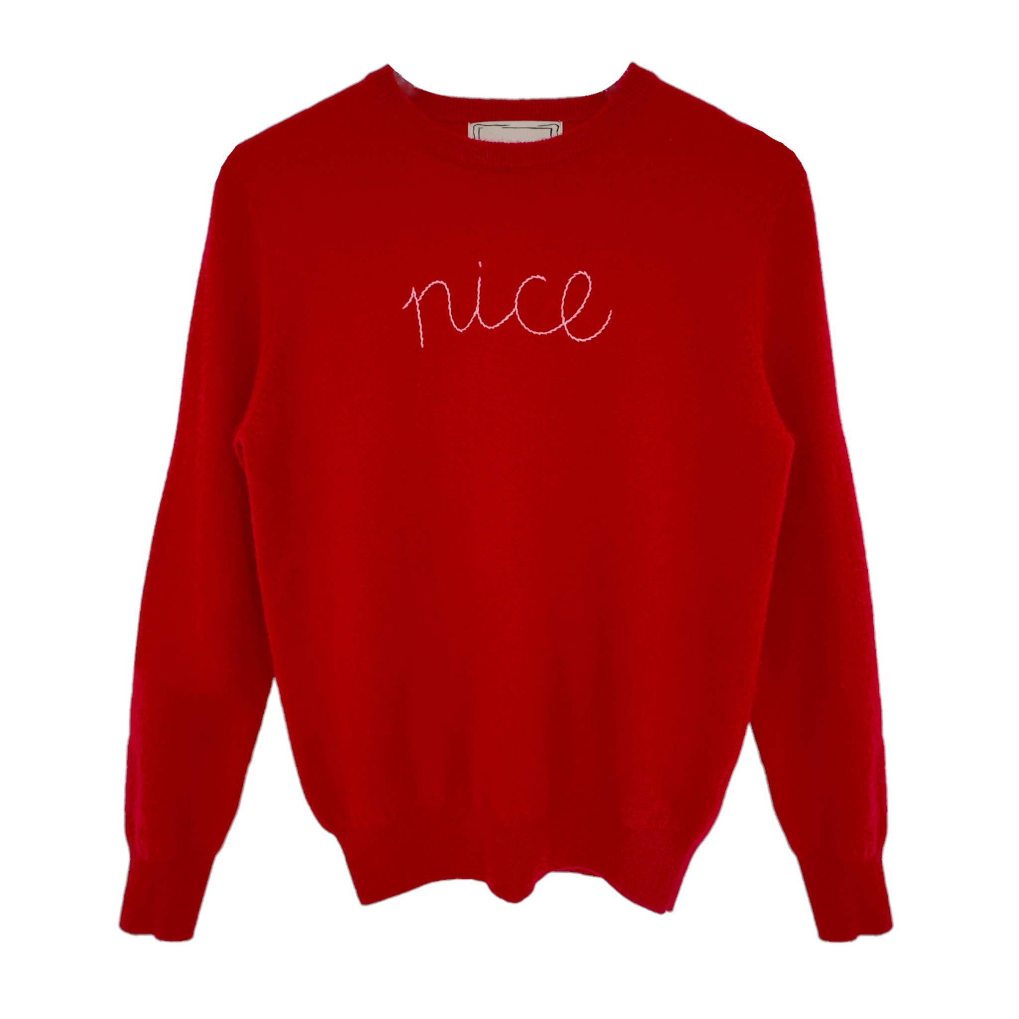 LINGUA FRANCA Nice Naughty Cashmere Crew in Red LINGUA FRANCA
