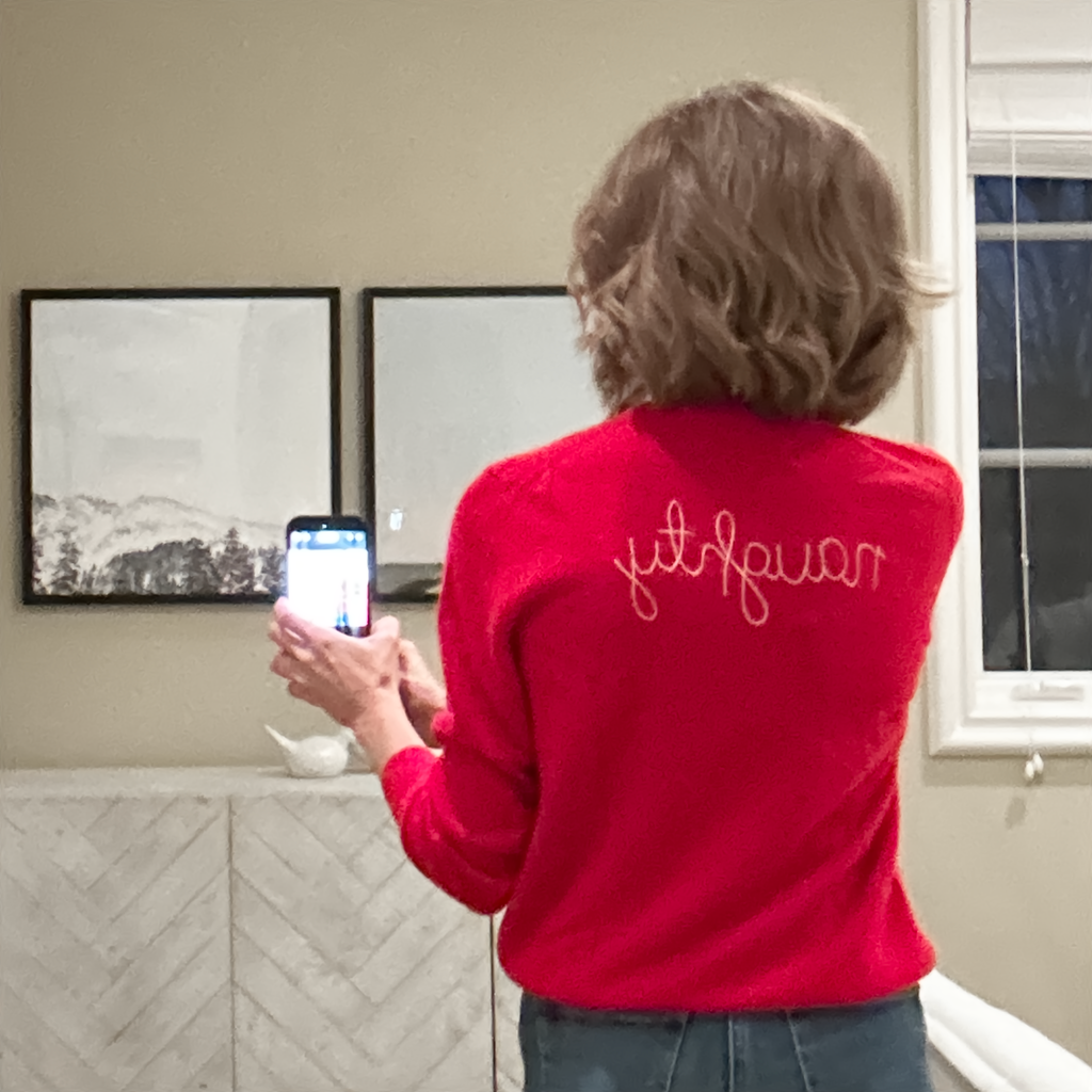 LINGUA FRANCA Nice Naughty Cashmere Crew in Red LINGUA FRANCA