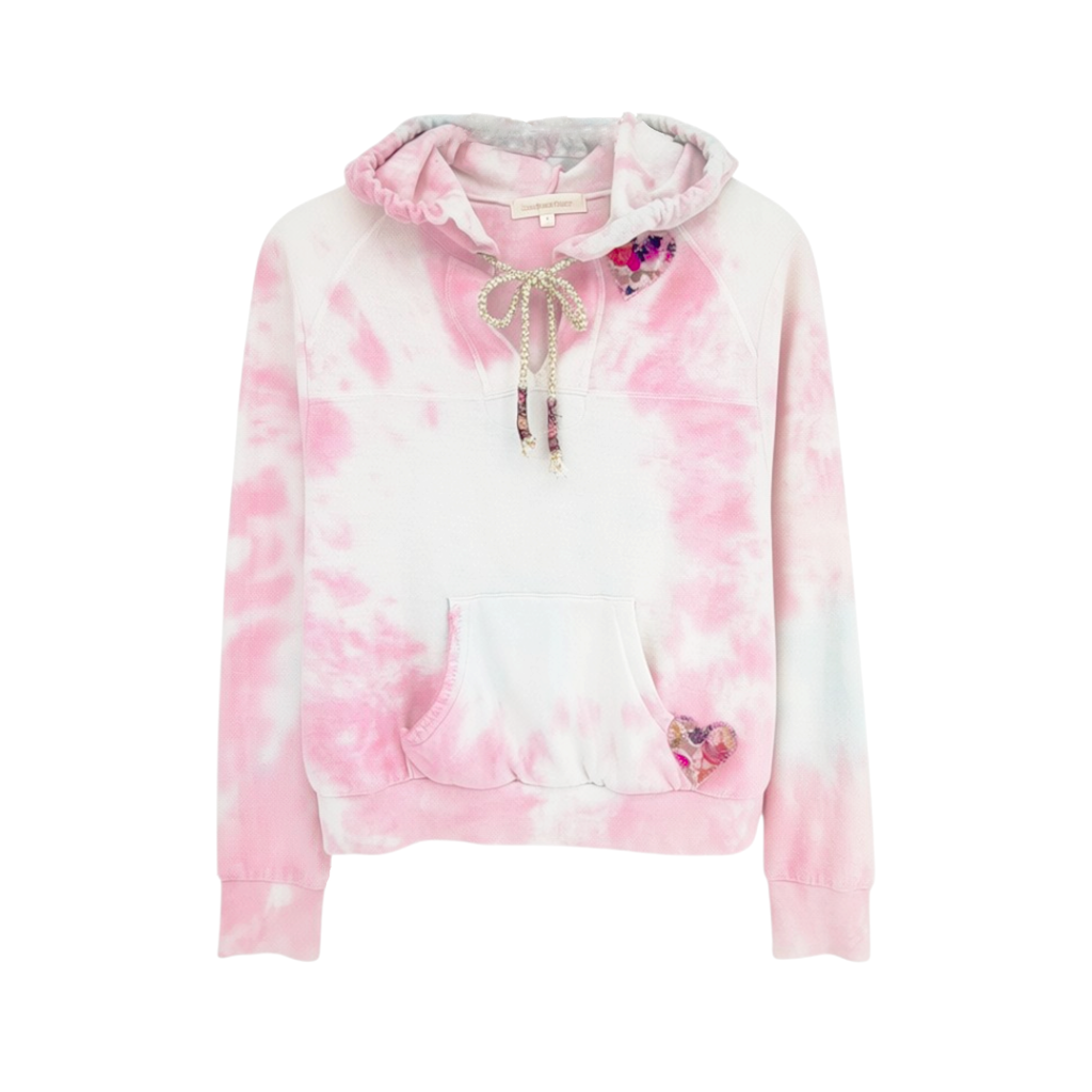 LOVESHACKFANCY Kirby Tie Dyed Terry Hoodie In Cherry Fizz S LoveShackFancy