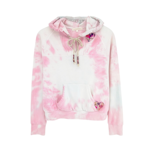 LOVESHACKFANCY Kirby Tie Dyed Terry Hoodie In Cherry Fizz S