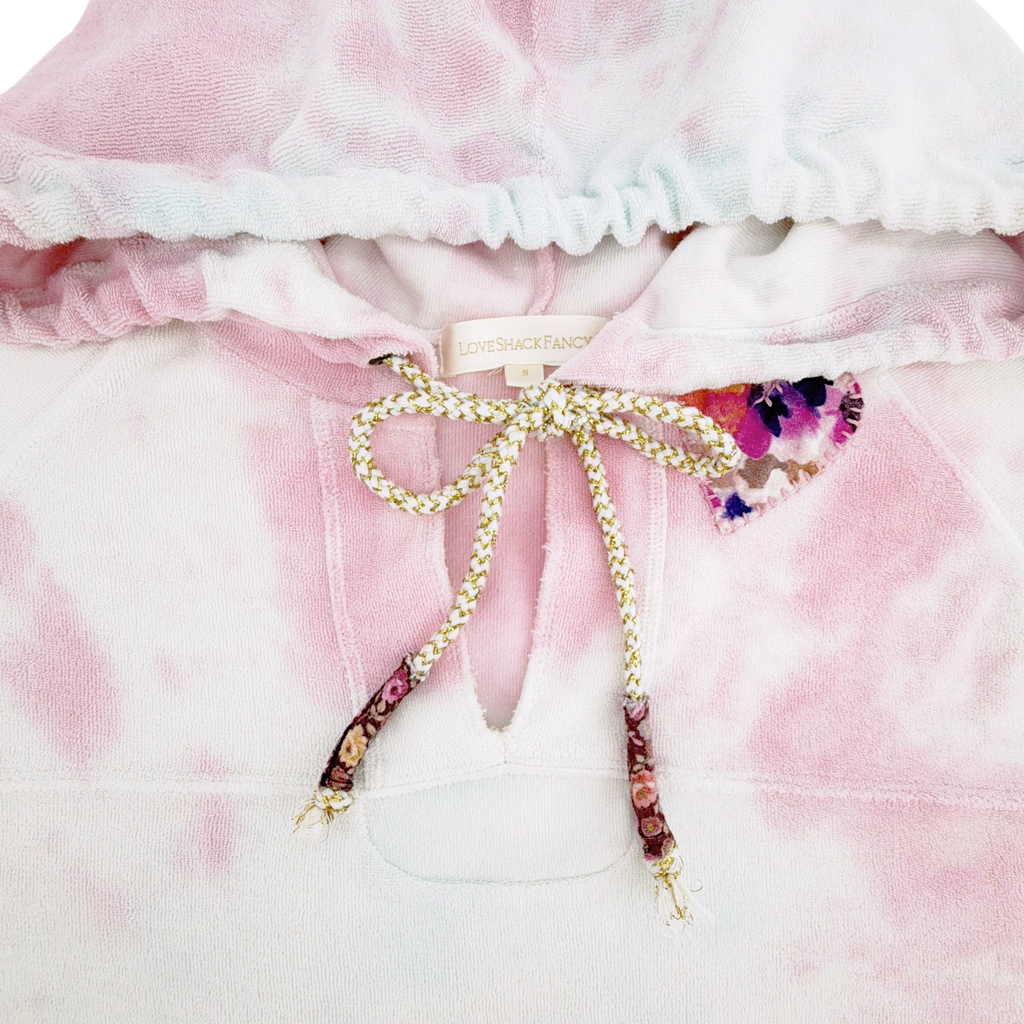 LOVESHACKFANCY Kirby Tie Dyed Terry Hoodie In Cherry Fizz S LoveShackFancy