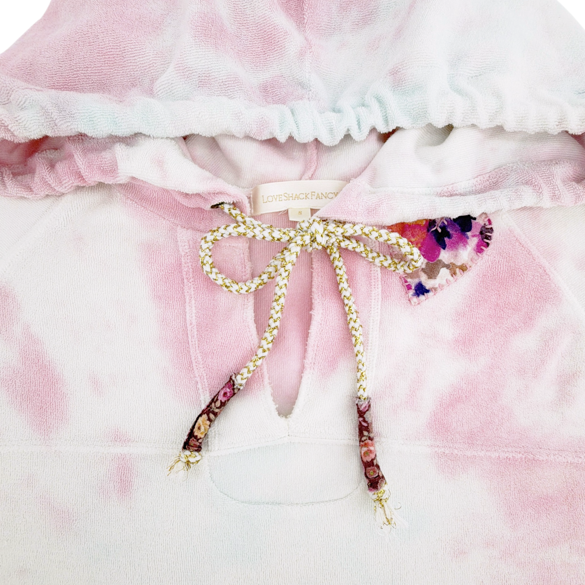 LOVESHACKFANCY Kirby Tie Dyed Terry Hoodie In Cherry Fizz S LoveShackFancy