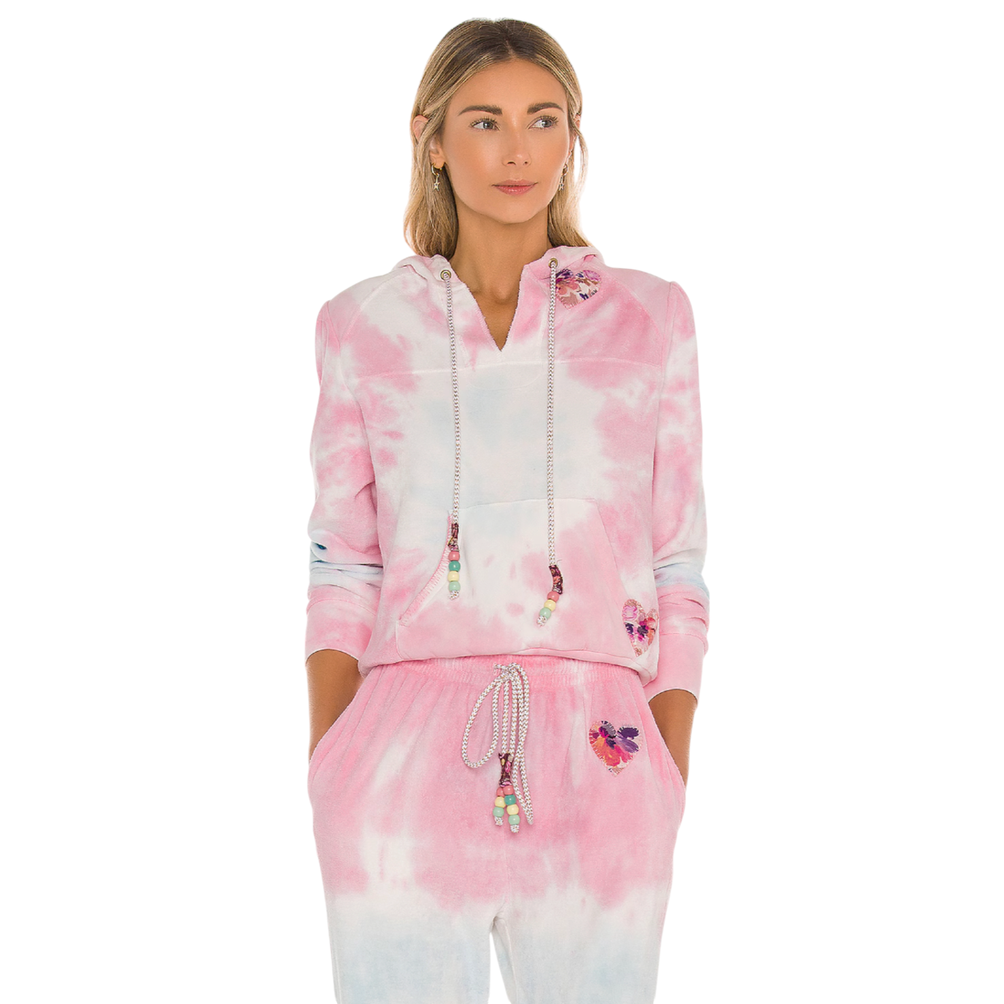 LOVESHACKFANCY Kirby Tie Dyed Terry Hoodie In Cherry Fizz S LoveShackFancy
