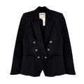 L'AGENCE Kenzie Metallic Knit Blazer in Black & Gunmetal Lurex S L'Agence