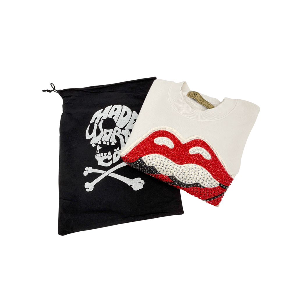 MADEWORN Rolling Stones Crystal Patch Classic Crew Sweatshirt XS Madeworn