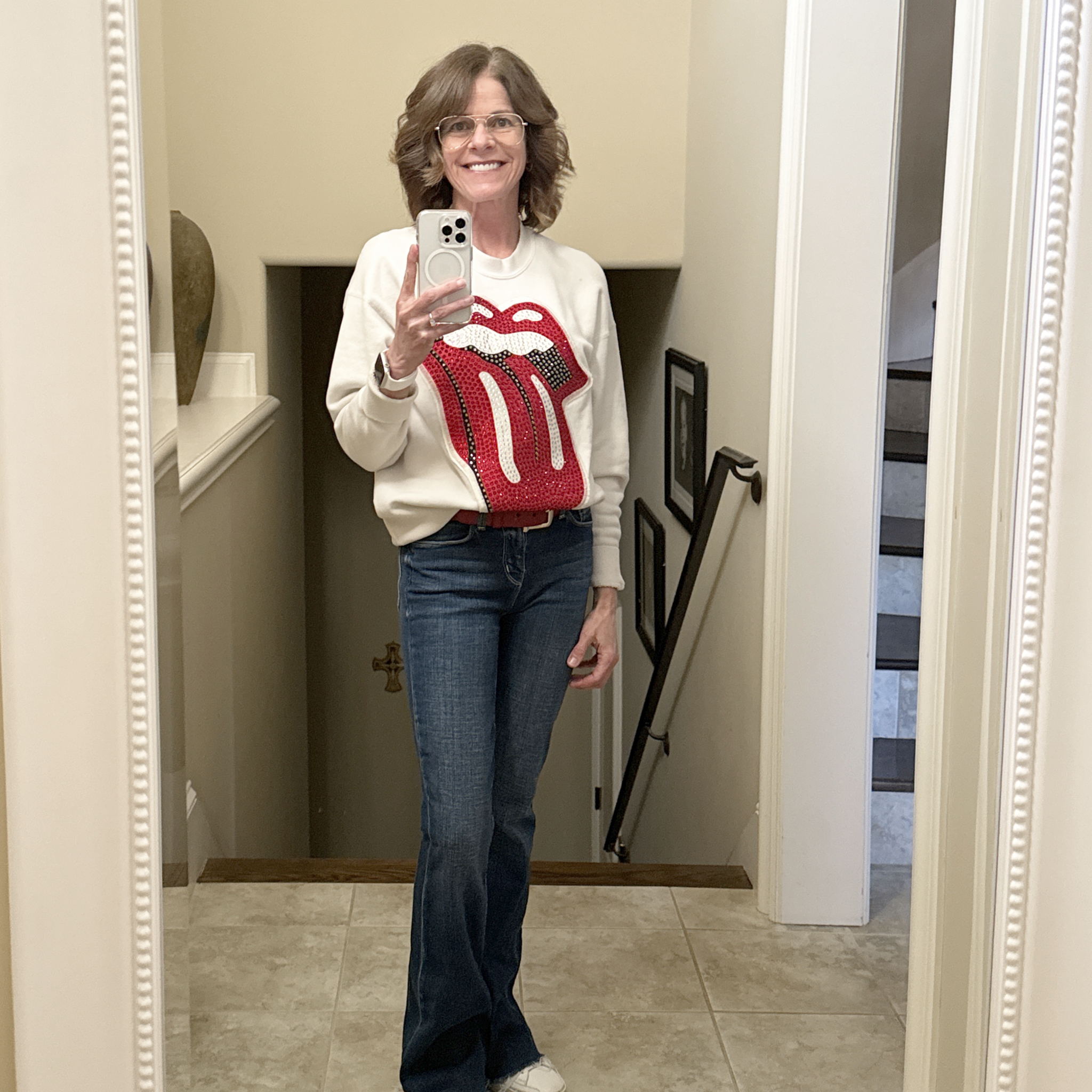 MADEWORN Rolling Stones Crystal Patch Classic Crew Sweatshirt XS Madeworn
