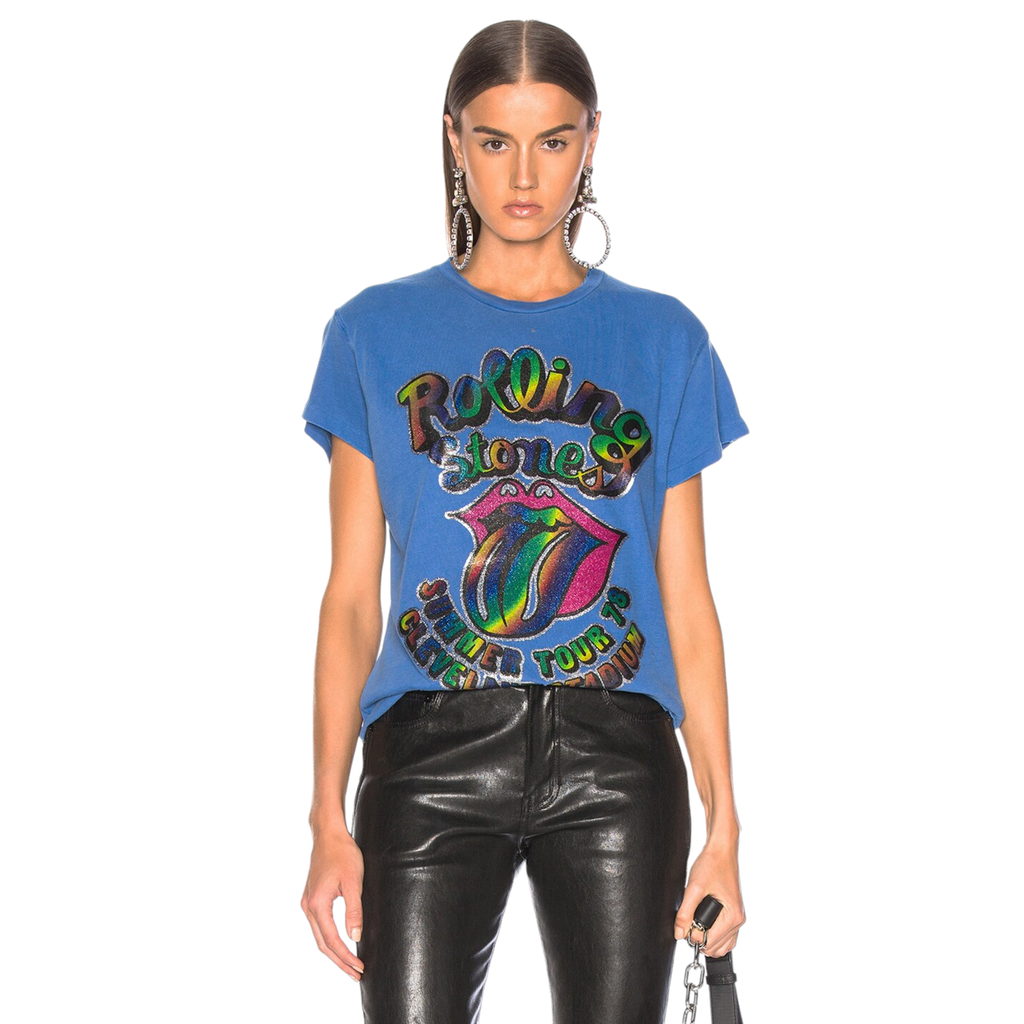 MADEWORN Rolling Stones Summer '78 Glitter Crew Tee in XS Madeworn