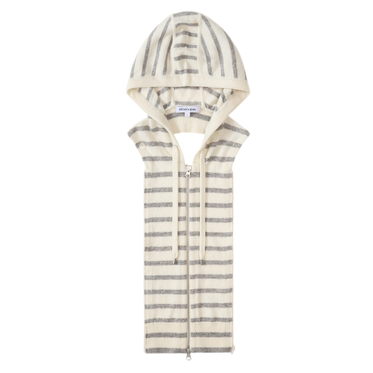 VERONICA BEARD Cashmere Hoodie Dickey in Ivory & Heather Grey