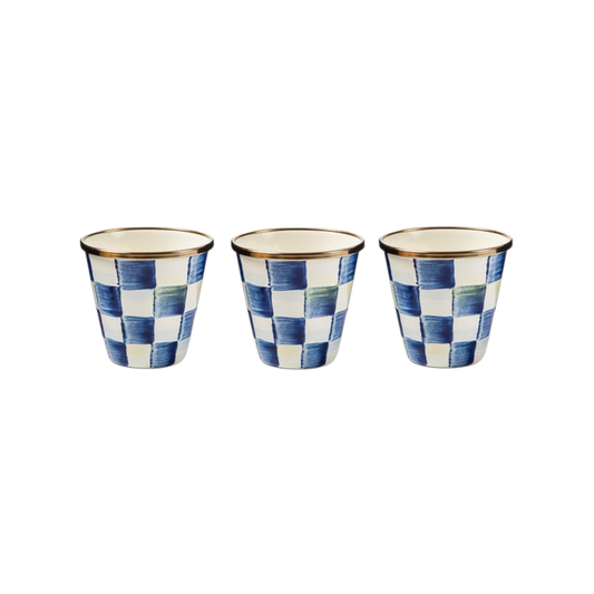 MACKENZIE-CHILDS Herb Pots in Royal Check Set of 3