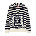 STAUD Alloy Striped Crocheted Cotton Sweater In Acid Cobalt XS - flyKAMP