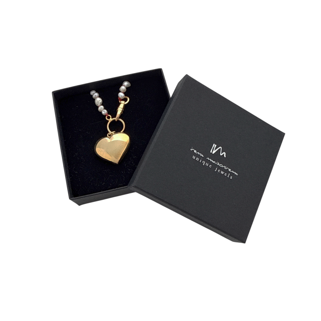 MAISON IREM Big Heart Necklace Pearl & Gold Maison Irem