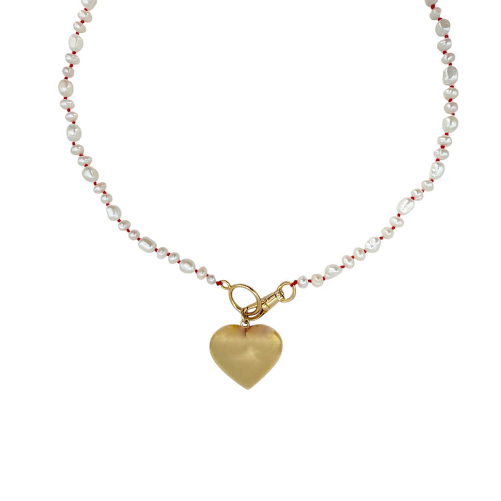 MAISON IREM Big Heart Necklace Pearl & Gold Maison Irem