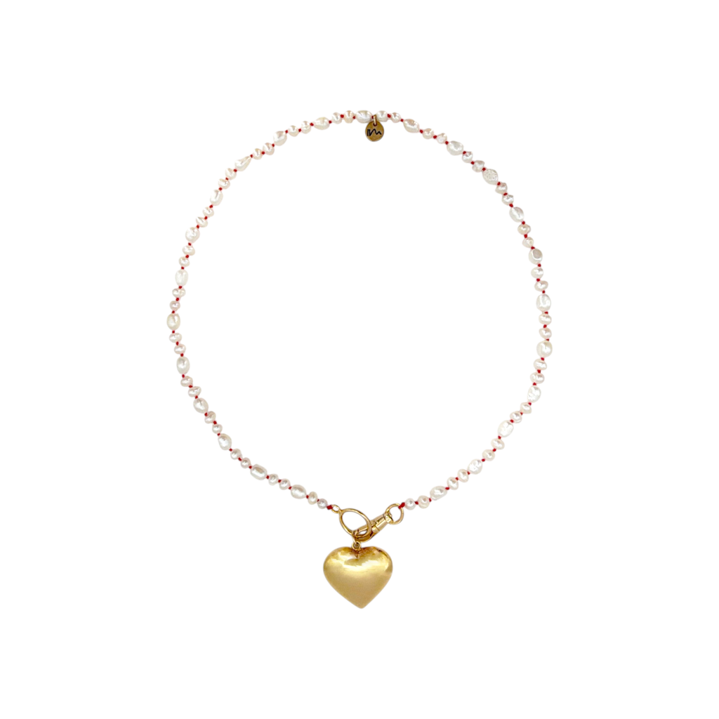 MAISON IREM Big Heart Necklace Pearl & Gold Maison Irem