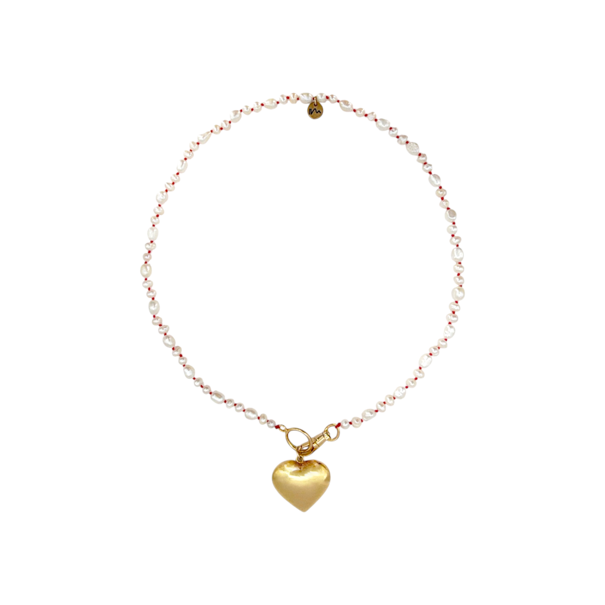 MAISON IREM Big Heart Necklace Pearl & Gold Maison Irem
