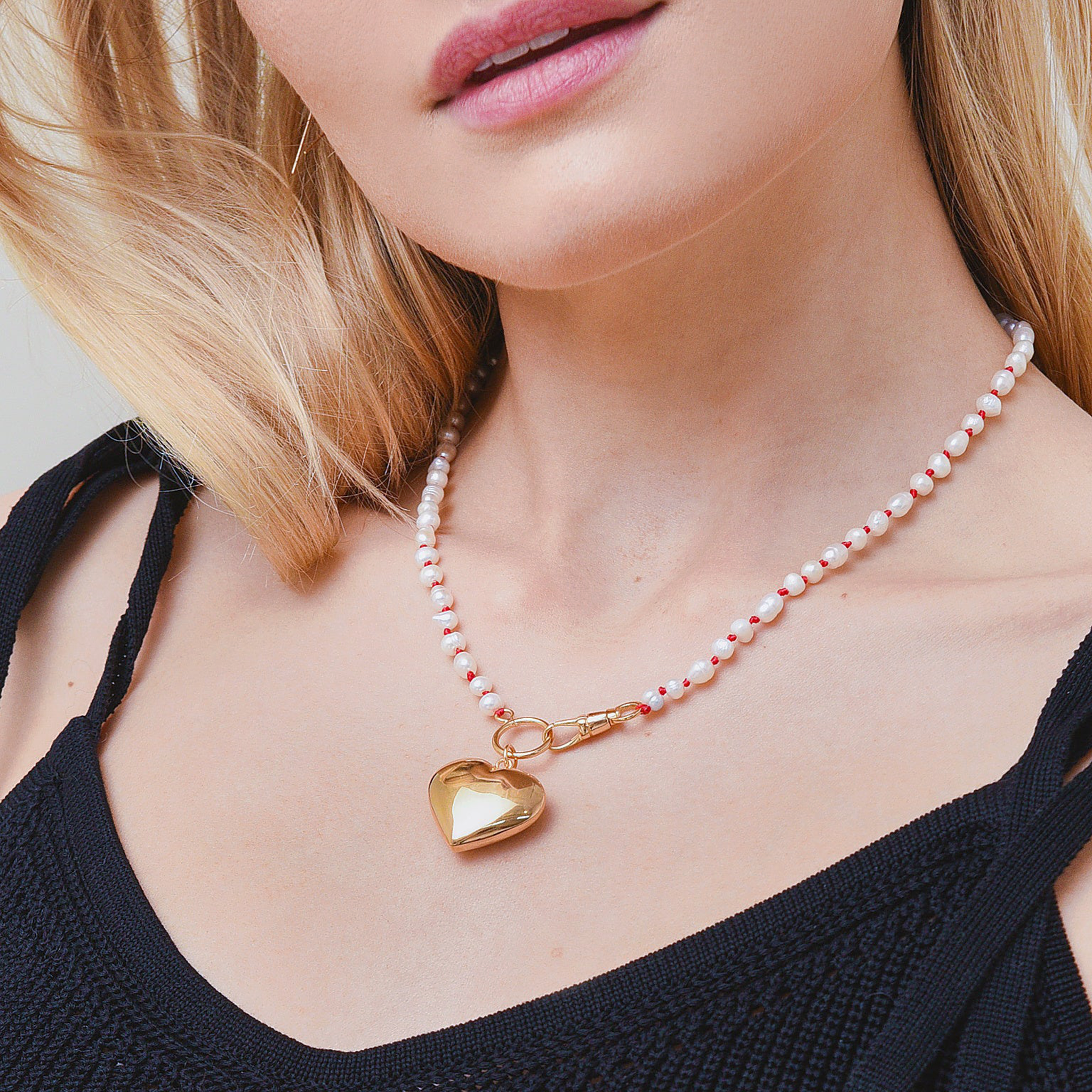 MAISON IREM Big Heart Necklace Pearl & Gold Maison Irem