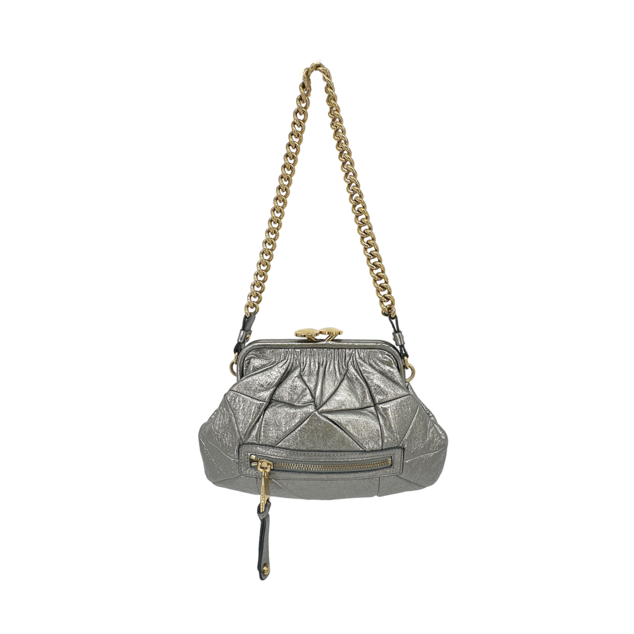 MARC JACOBS Collection Patchwork Metallic Leather Little Stam Bag in Silver Marc Jacobs