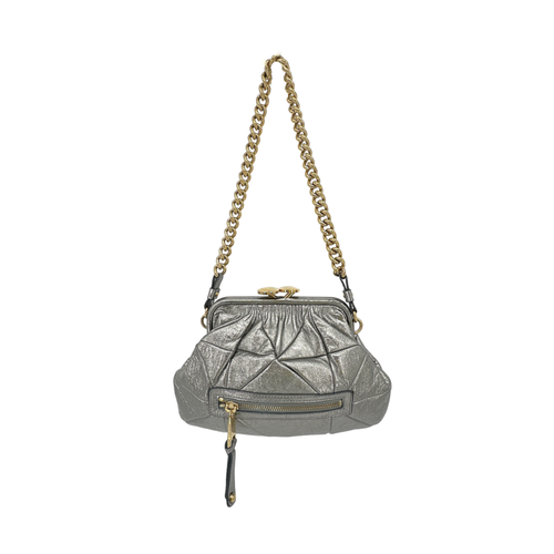 MARC JACOBS Collection Patchwork Metallic Leather Little Stam Bag in Silver Marc Jacobs
