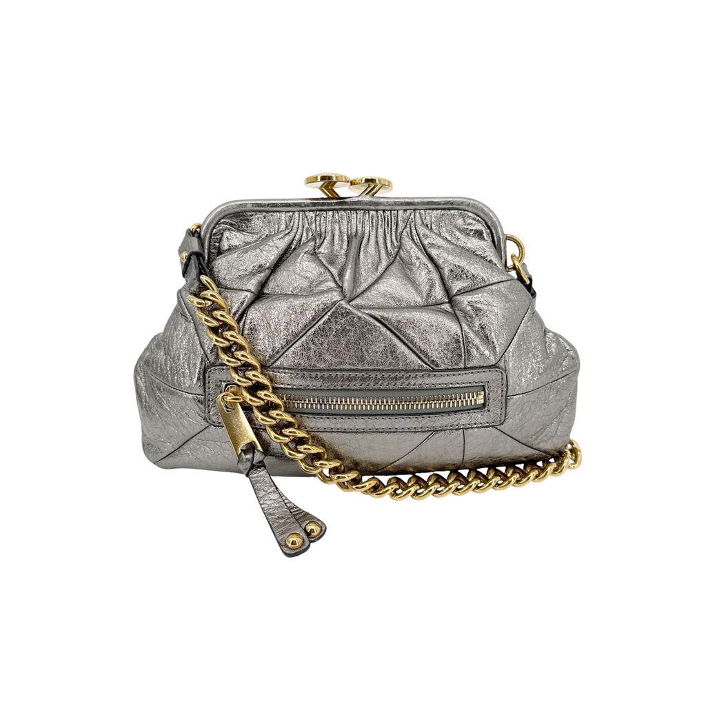 MARC JACOBS Collection Patchwork Metallic Leather Little Stam Bag in Silver Marc Jacobs