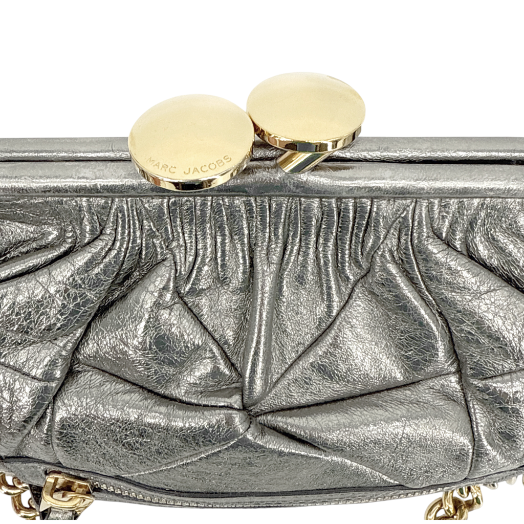 MARC JACOBS Collection Patchwork Metallic Leather Little Stam Bag in Silver Marc Jacobs