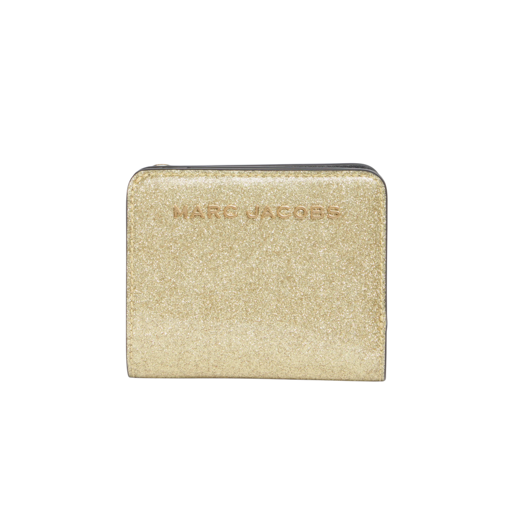 MARC JACOBS Mini Glitter Compact Wallet in Gold Marc Jacobs