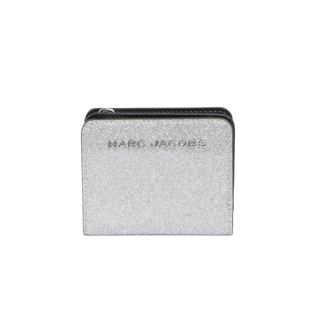 MARC JACOBS Mini Glitter Compact Wallet in Silver Marc Jacobs