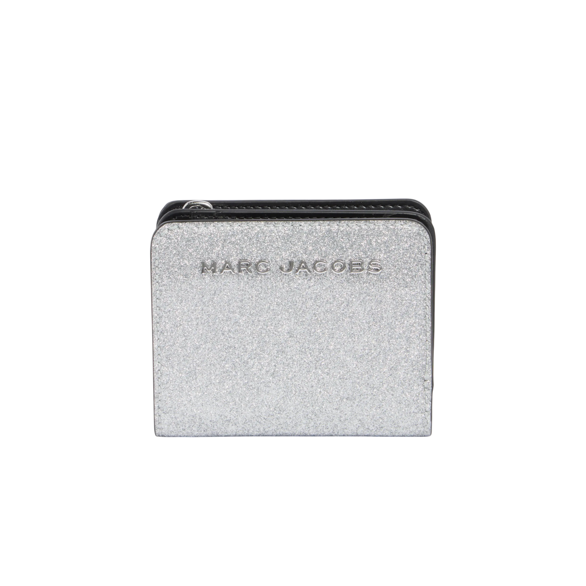 MARC JACOBS Mini Glitter Compact Wallet in Silver Marc Jacobs