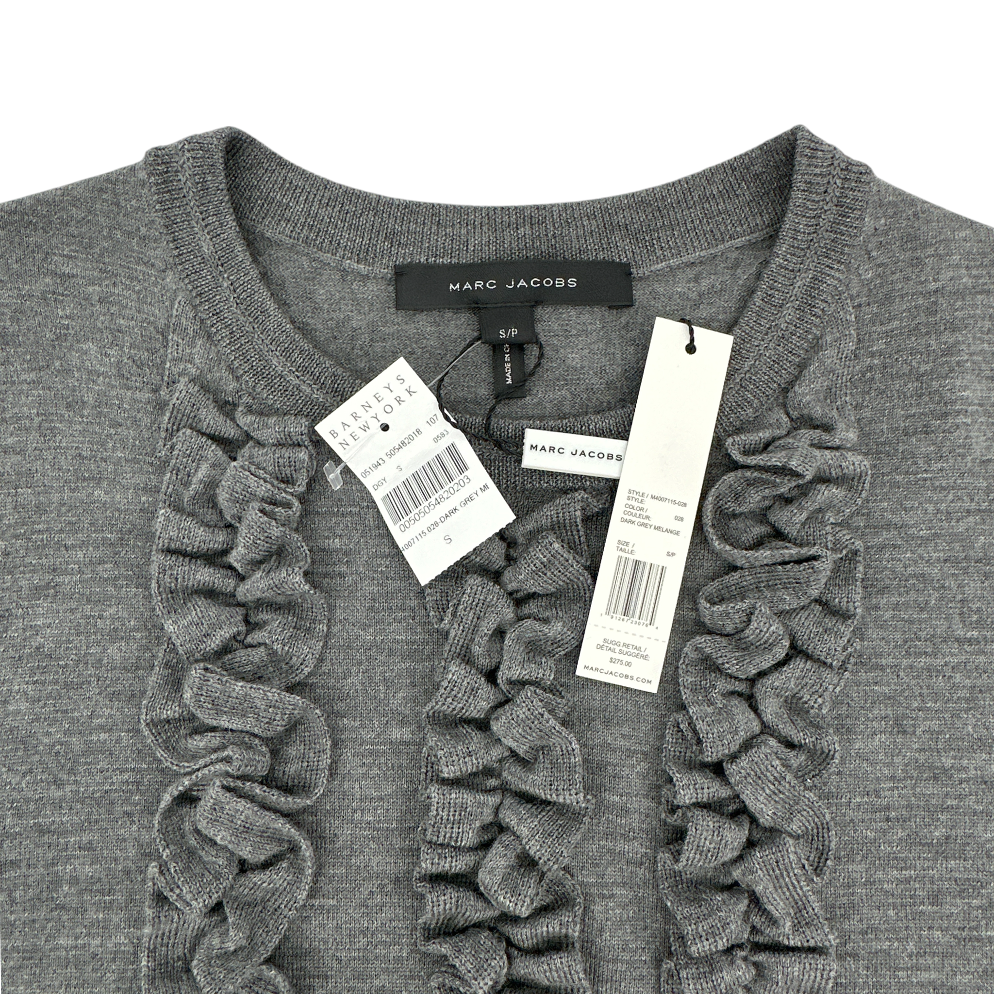 MARC JACOBS Ruffle Merino Wool Sweater S Marc Jacobs