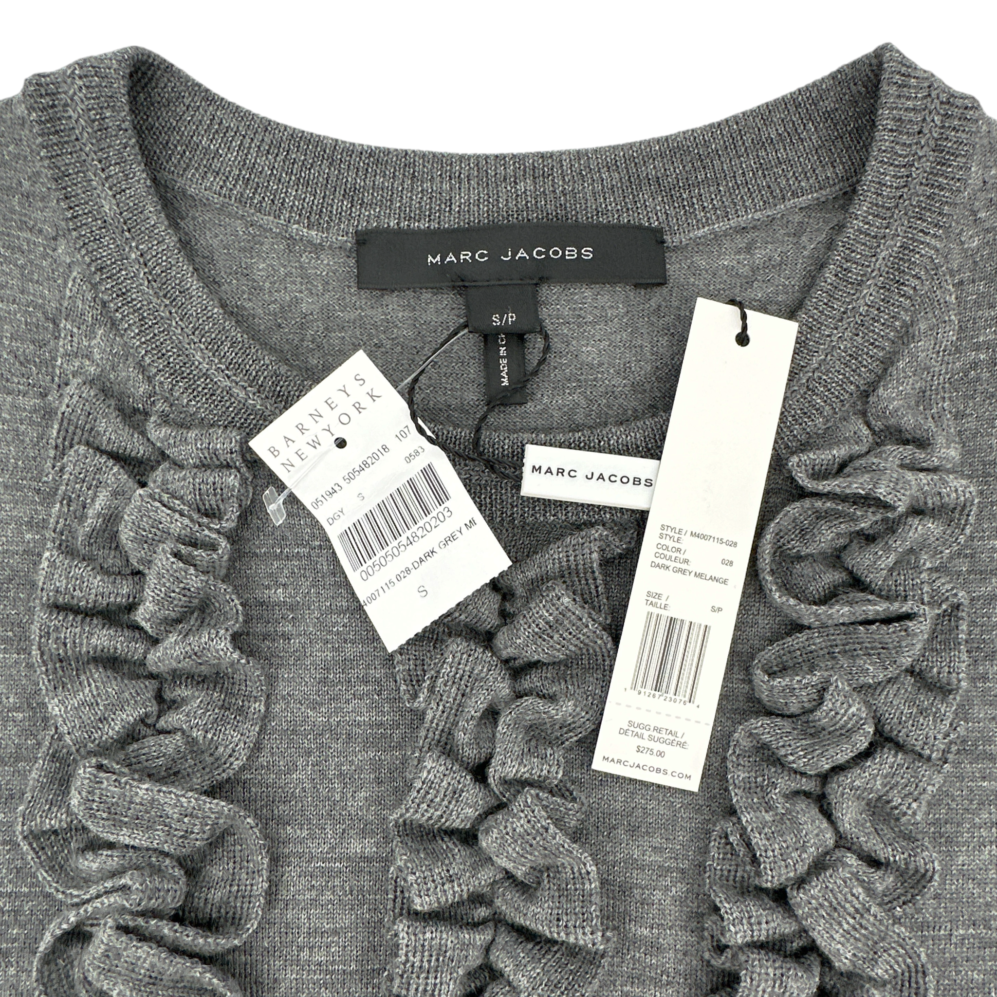 MARC JACOBS Ruffle Merino Wool Sweater S Marc Jacobs