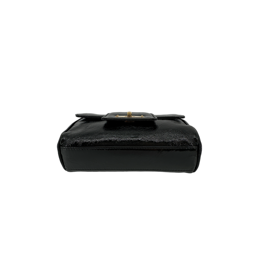 MARC JACOBS Textured Patent Leather Mini Chain Bag in Black Marc Jacobs