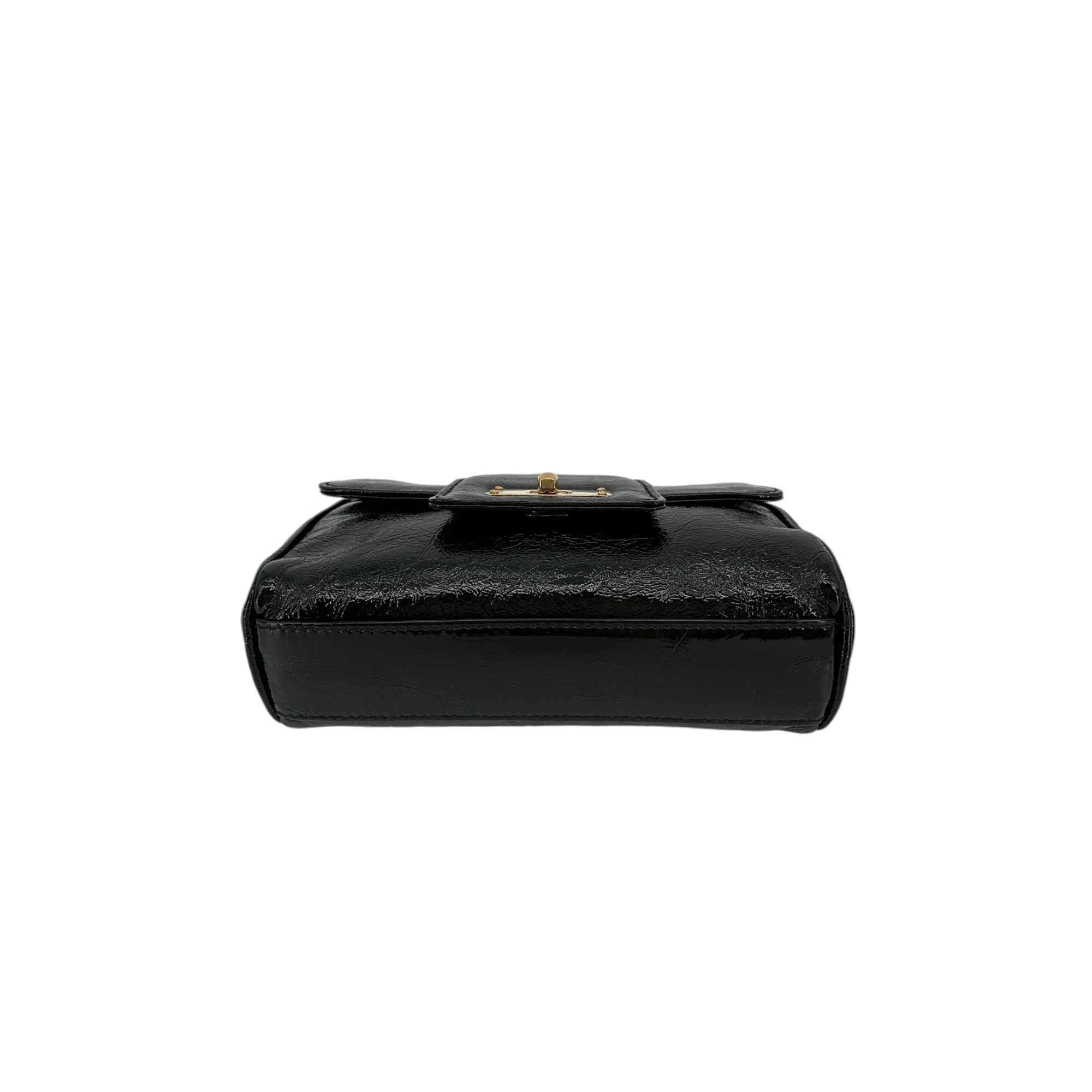 MARC JACOBS Textured Patent Leather Mini Chain Bag in Black Marc Jacobs