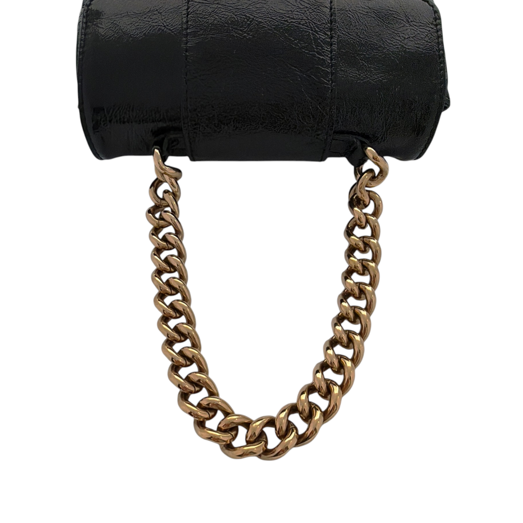 MARC JACOBS Textured Patent Leather Mini Chain Bag in Black Marc Jacobs