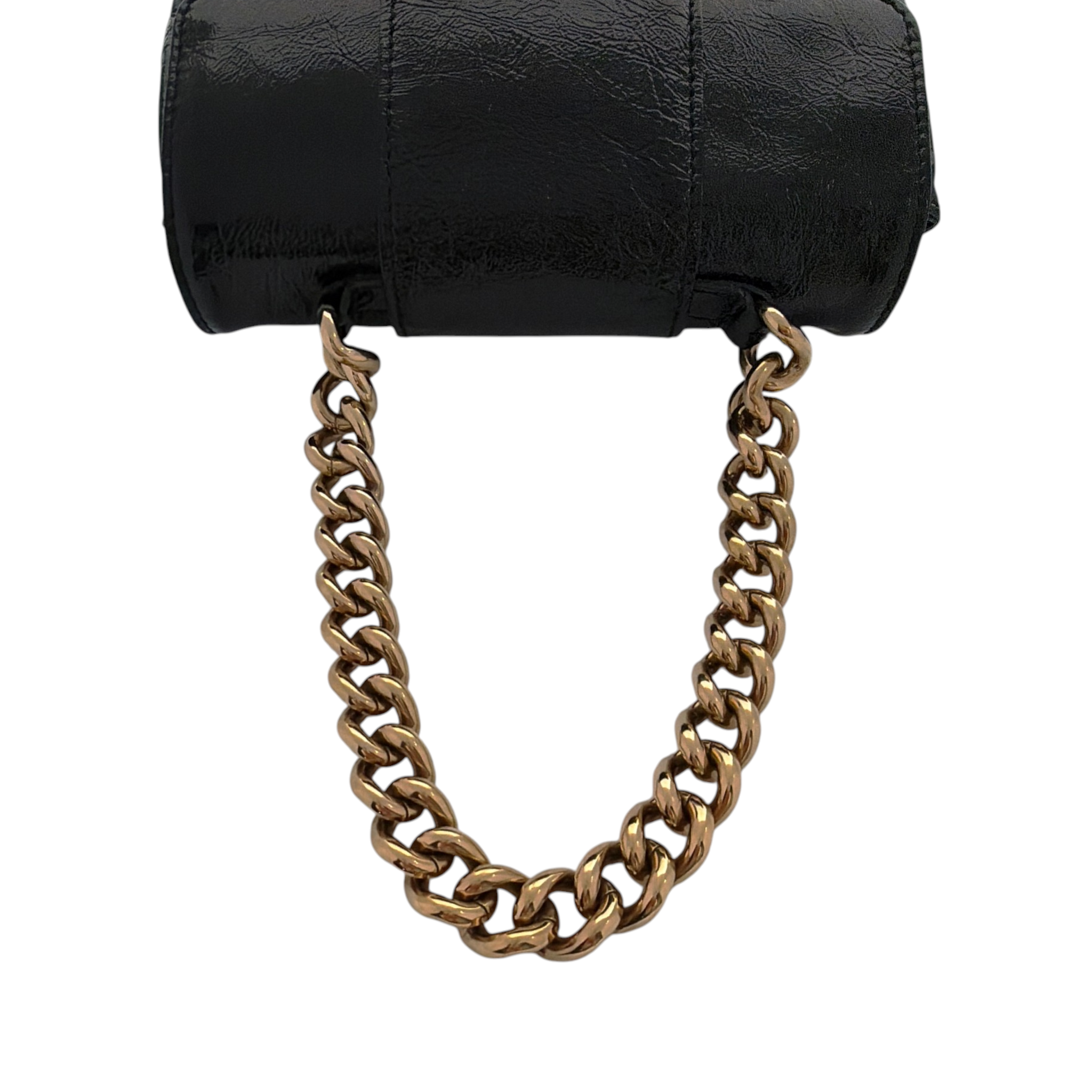 MARC JACOBS Textured Patent Leather Mini Chain Bag in Black Marc Jacobs