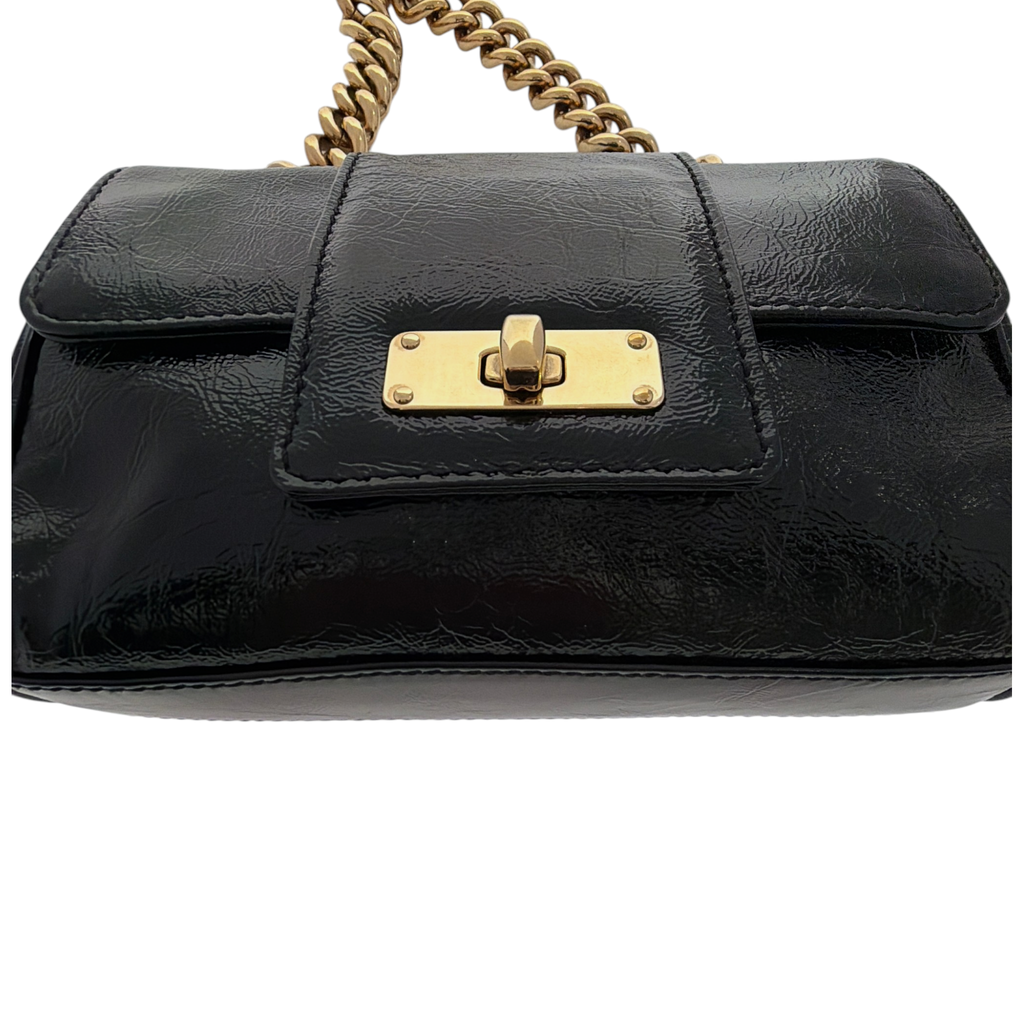 MARC JACOBS Textured Patent Leather Mini Chain Bag in Black Marc Jacobs