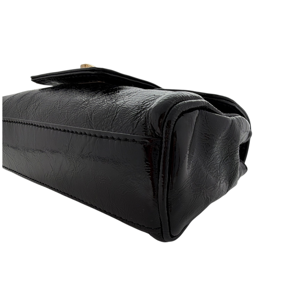 MARC JACOBS Textured Patent Leather Mini Chain Bag in Black Marc Jacobs