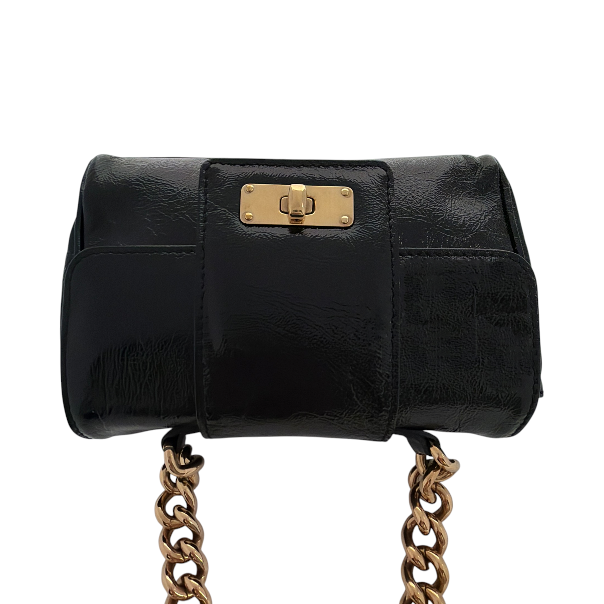 MARC JACOBS Textured Patent Leather Mini Chain Bag in Black Marc Jacobs