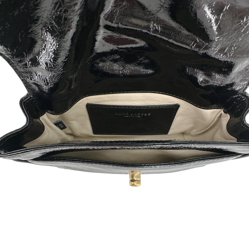 MARC JACOBS Textured Patent Leather Mini Chain Bag in Black Marc Jacobs