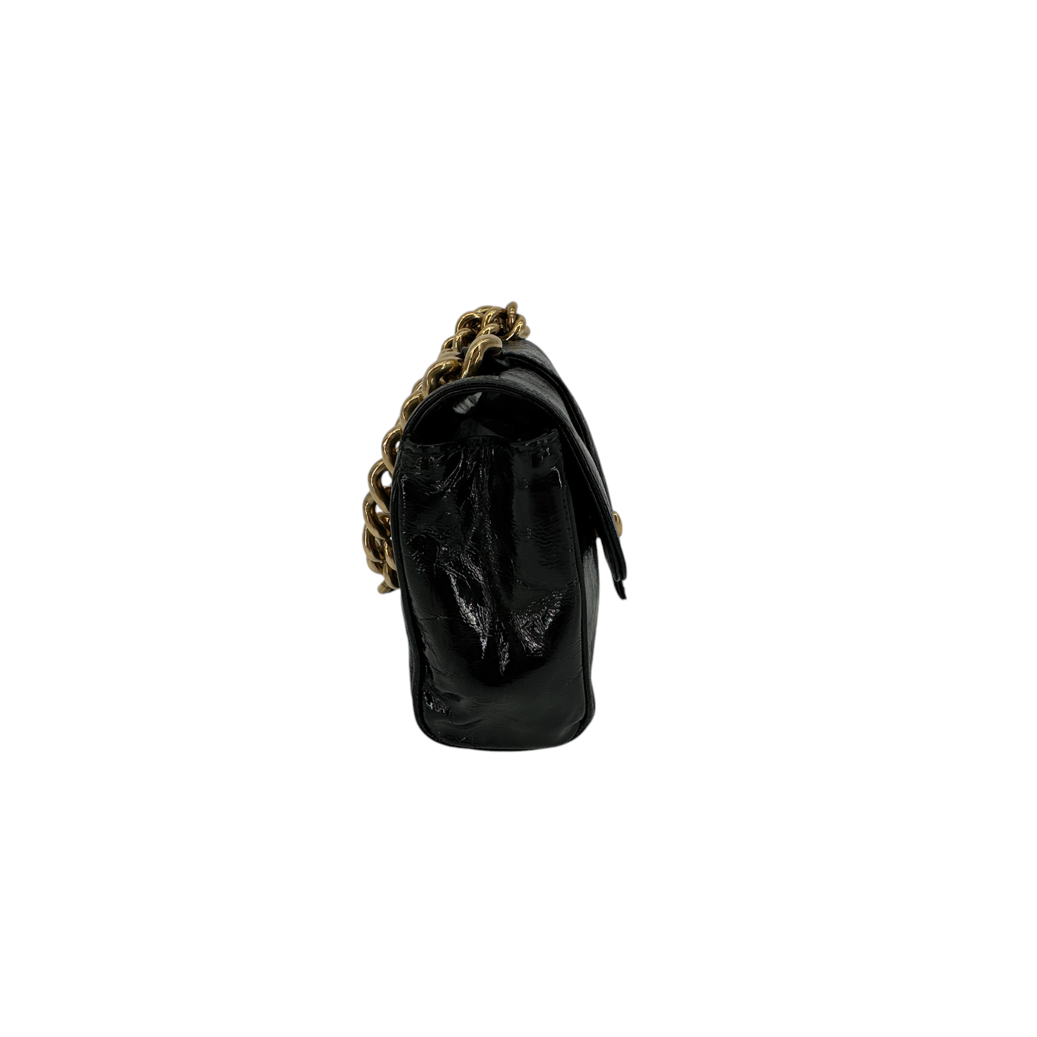 MARC JACOBS Textured Patent Leather Mini Chain Bag in Black Marc Jacobs