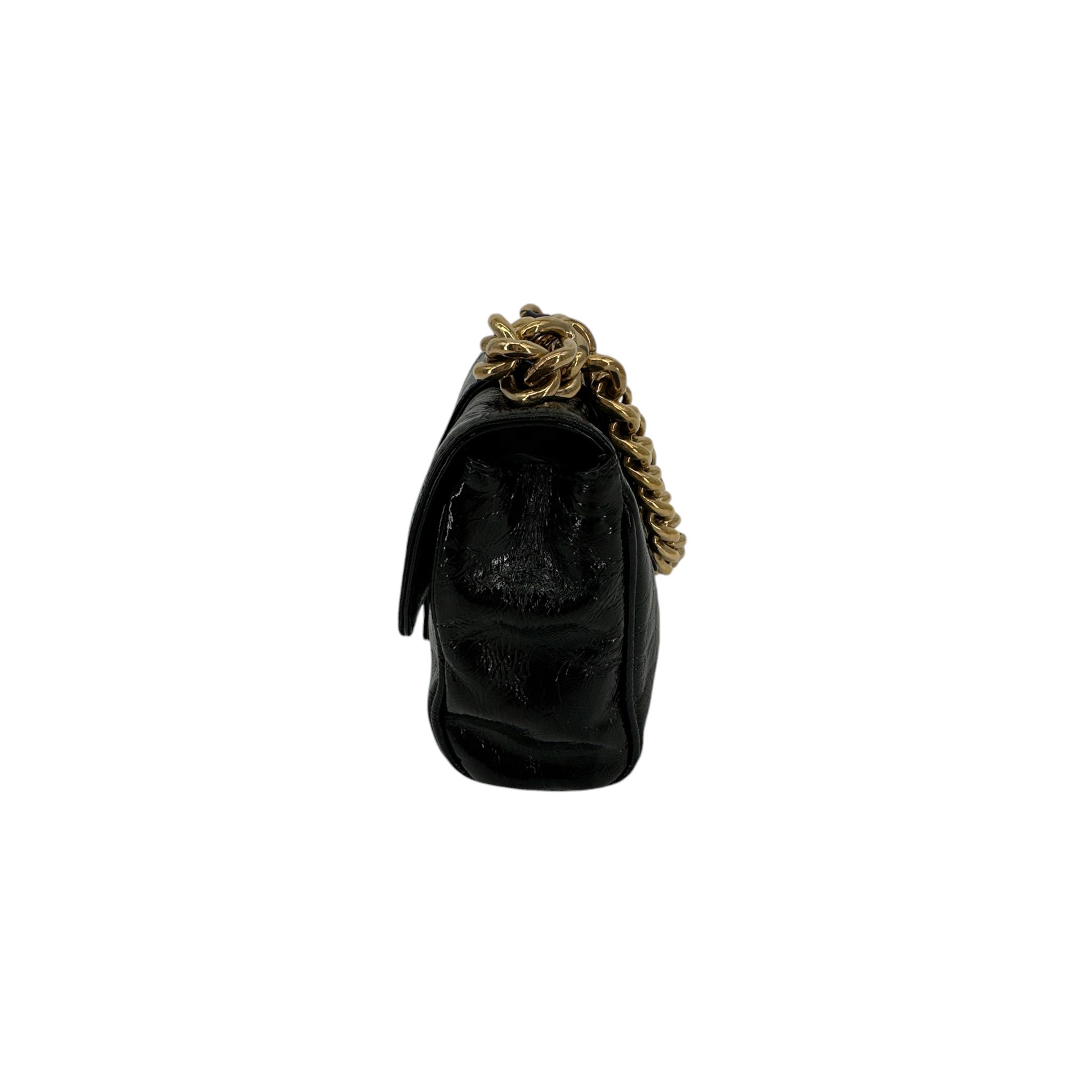 MARC JACOBS Textured Patent Leather Mini Chain Bag in Black Marc Jacobs