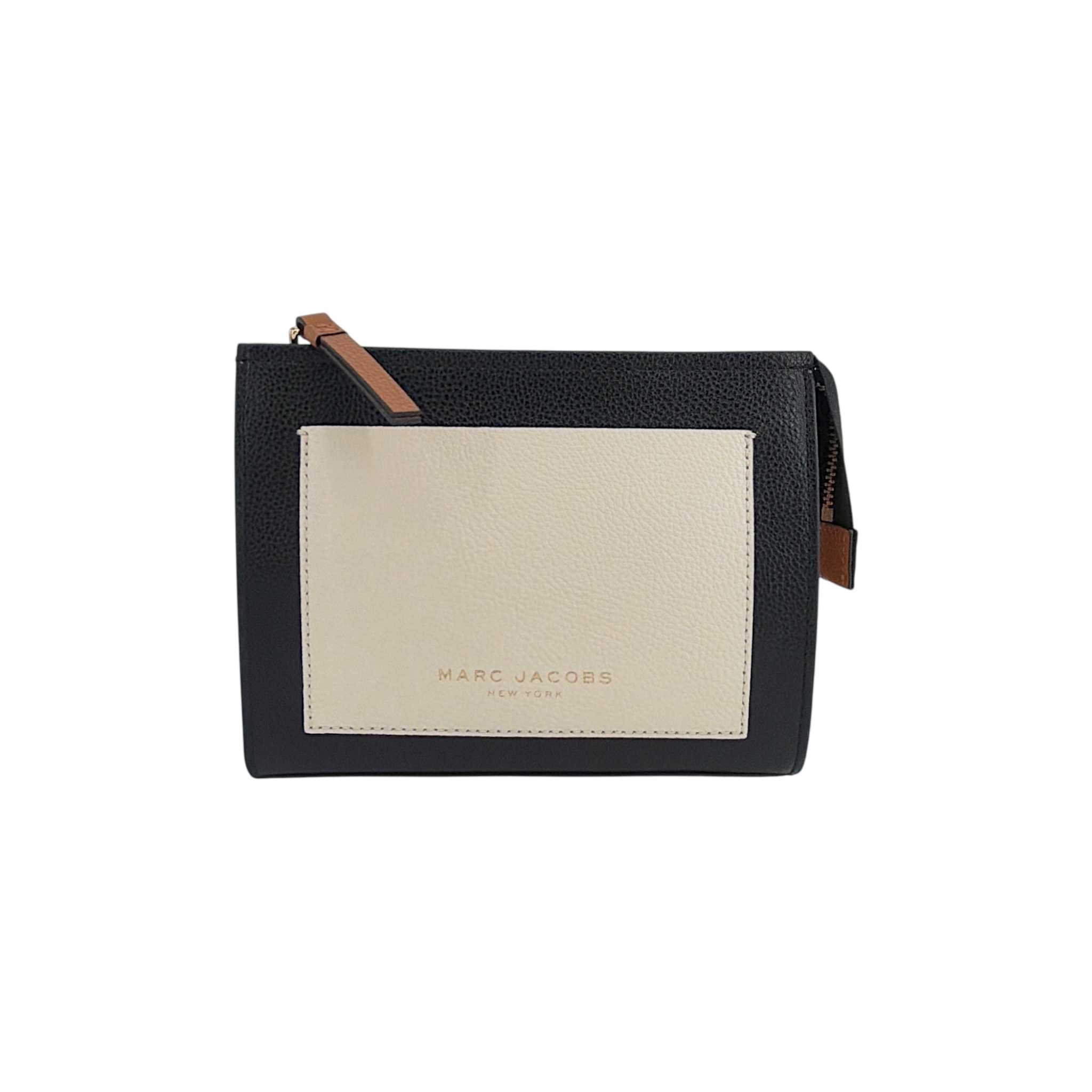 MARC JACOBS The Grind Leather Cosmetic Pouch in Smoked Almond Multi Marc Jacobs