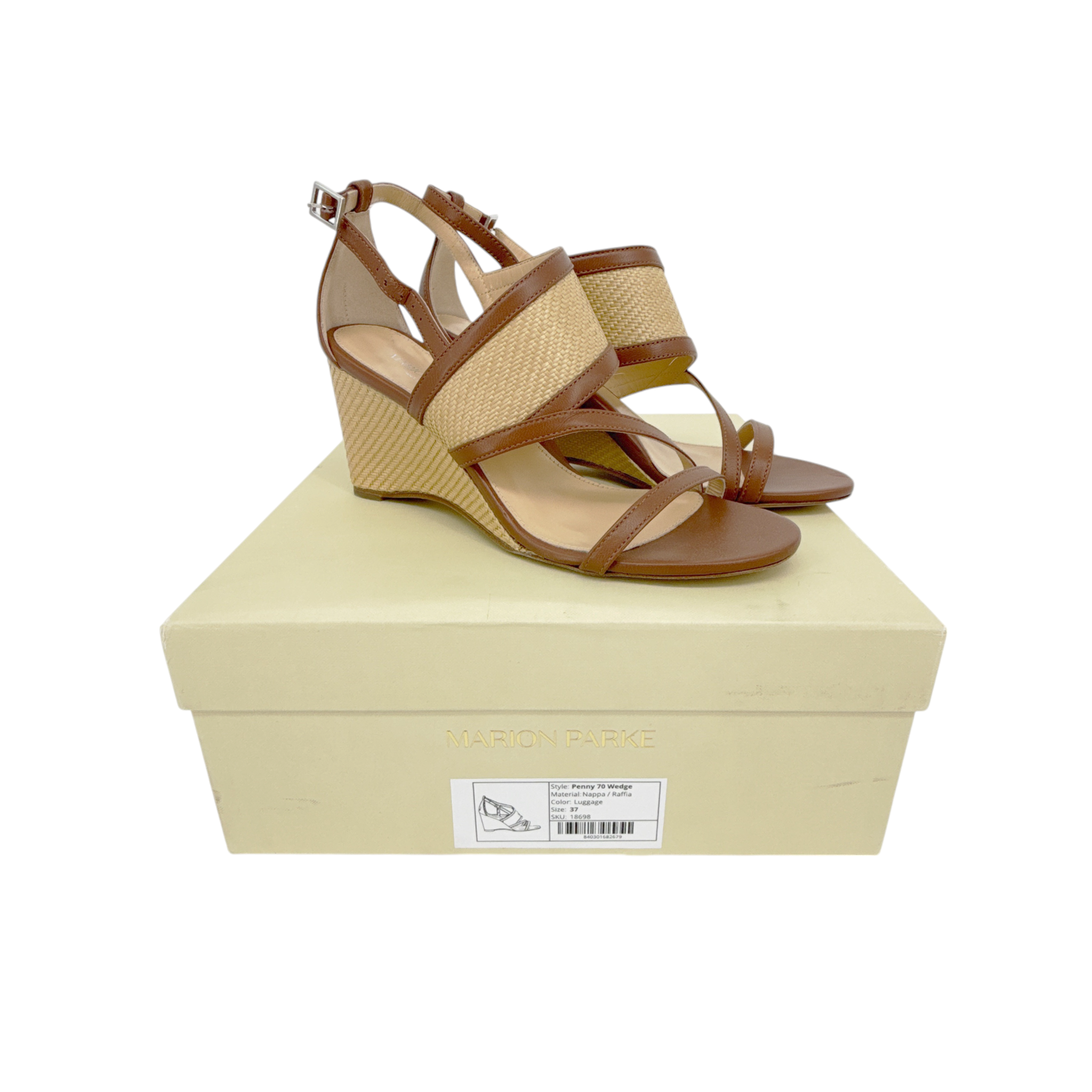 MARION PARKE Penny 70 Wedge in Luggage 37 Marion Parke