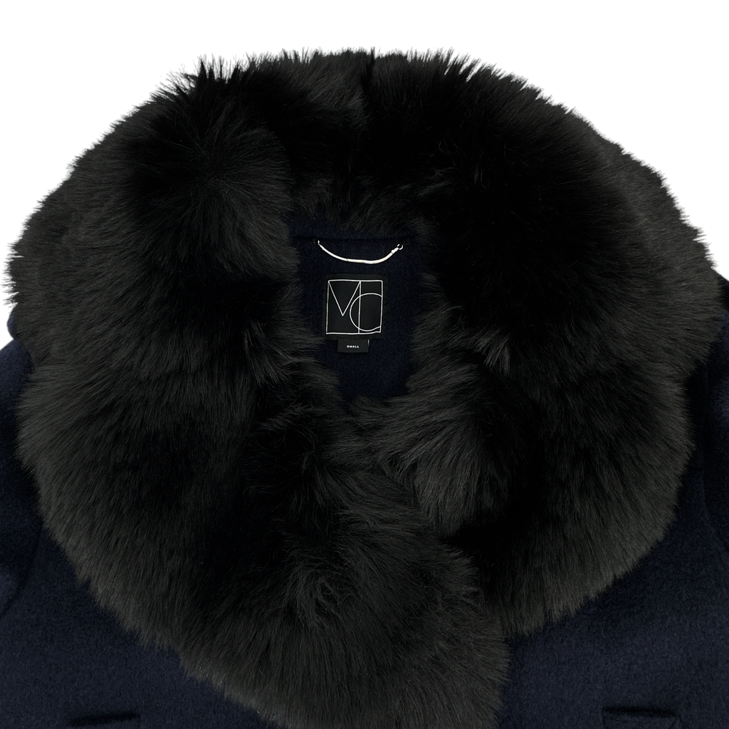 MERCER COLLECTIVE Georgia Faux Fur Collar Double-Breasted Peacoat S Mercer Collective