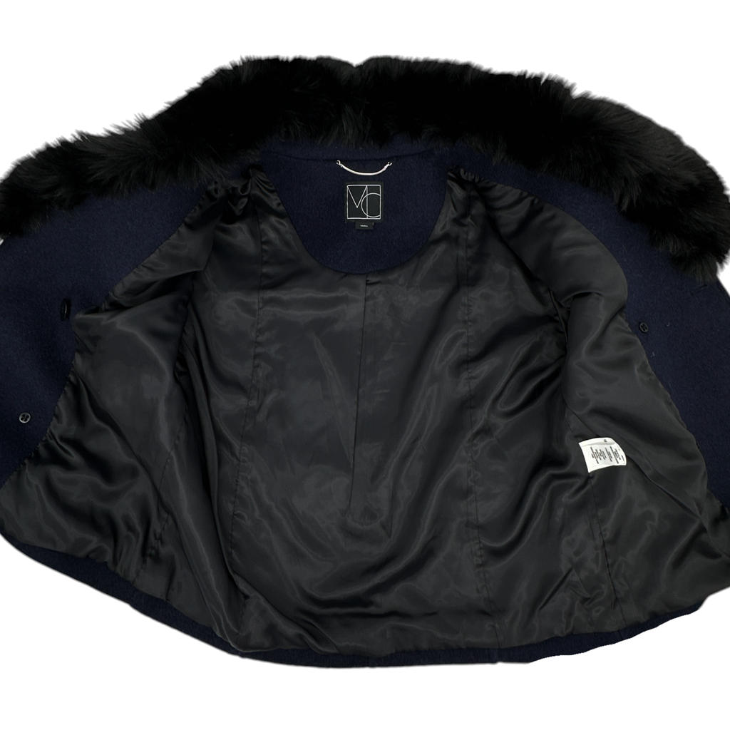 MERCER COLLECTIVE Georgia Faux Fur Collar Double-Breasted Peacoat S Mercer Collective