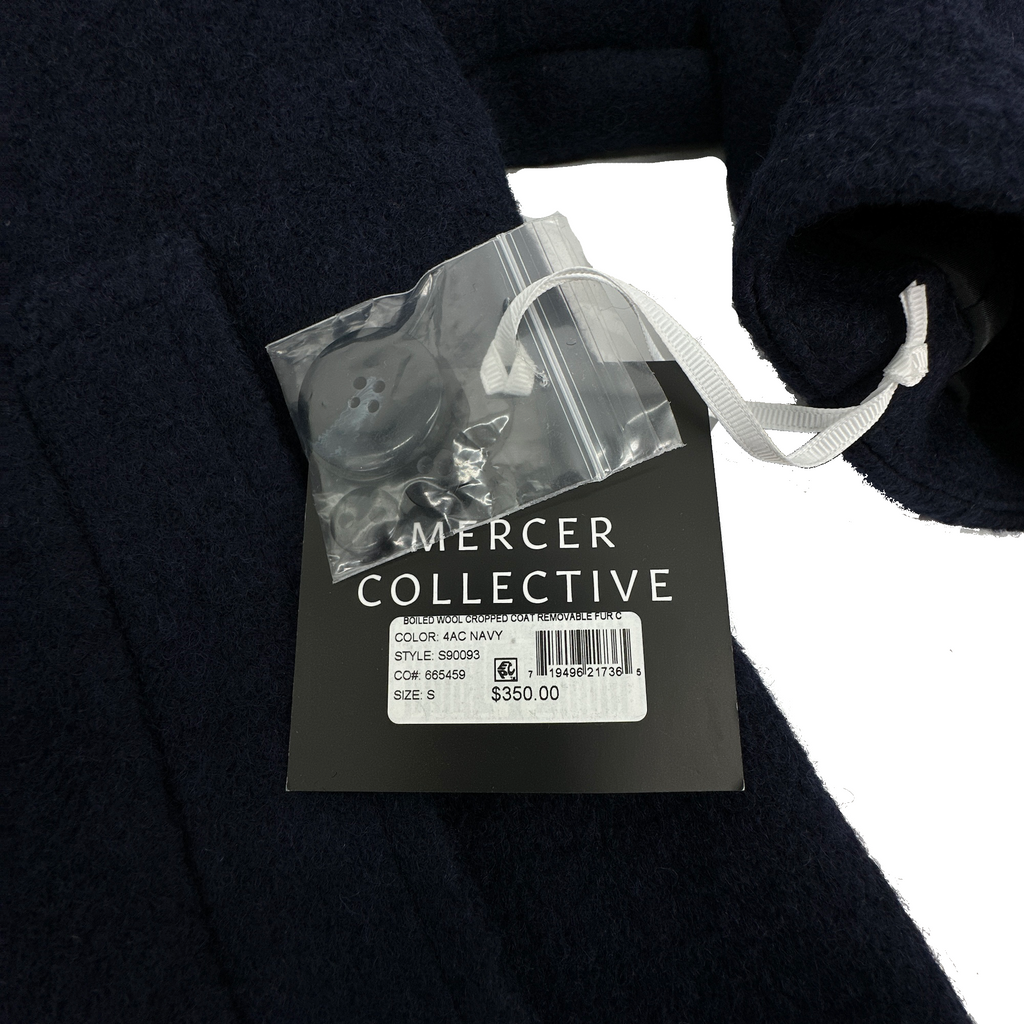MERCER COLLECTIVE Georgia Faux Fur Collar Double-Breasted Peacoat S Mercer Collective