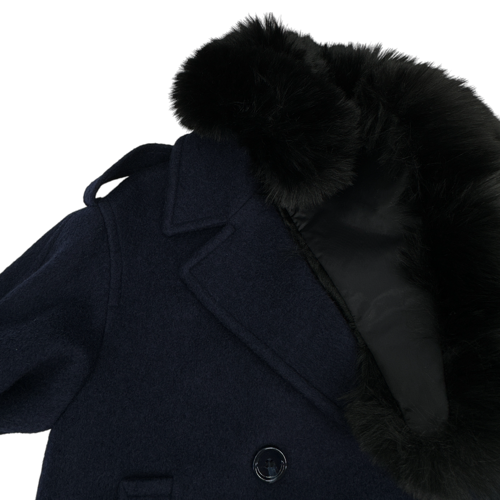 MERCER COLLECTIVE Georgia Faux Fur Collar Double-Breasted Peacoat S Mercer Collective