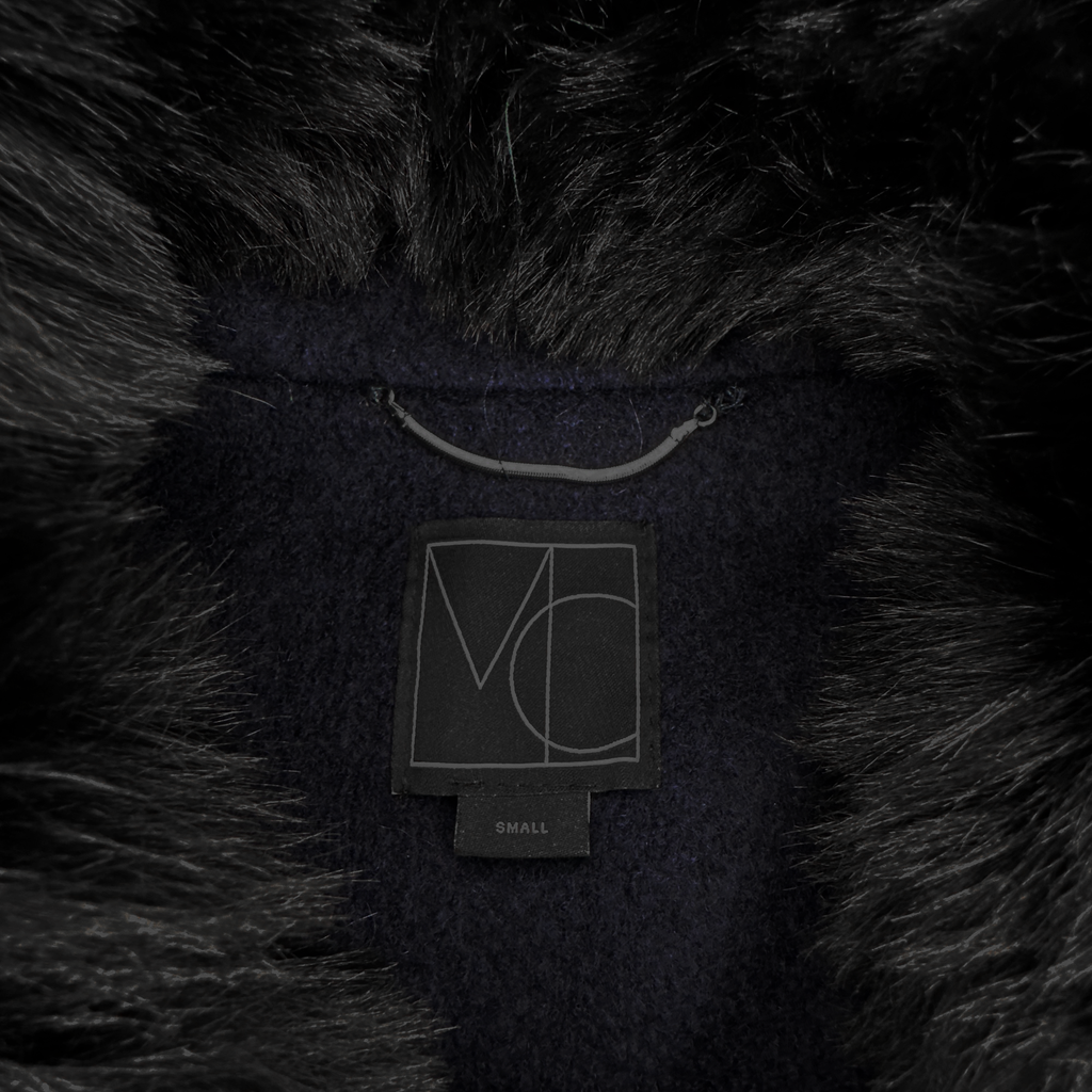 MERCER COLLECTIVE Georgia Faux Fur Collar Double-Breasted Peacoat S Mercer Collective